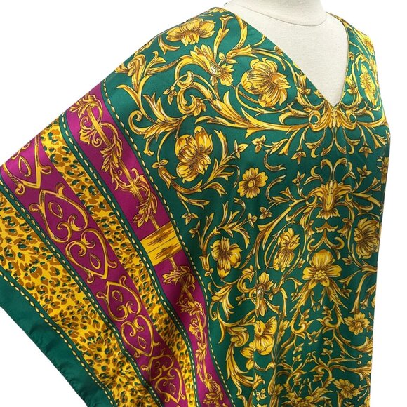 Vintage Winlar Womens One Size Dress Kaftan Satin Floral Animal Print Maxi - Picture 2 of 7